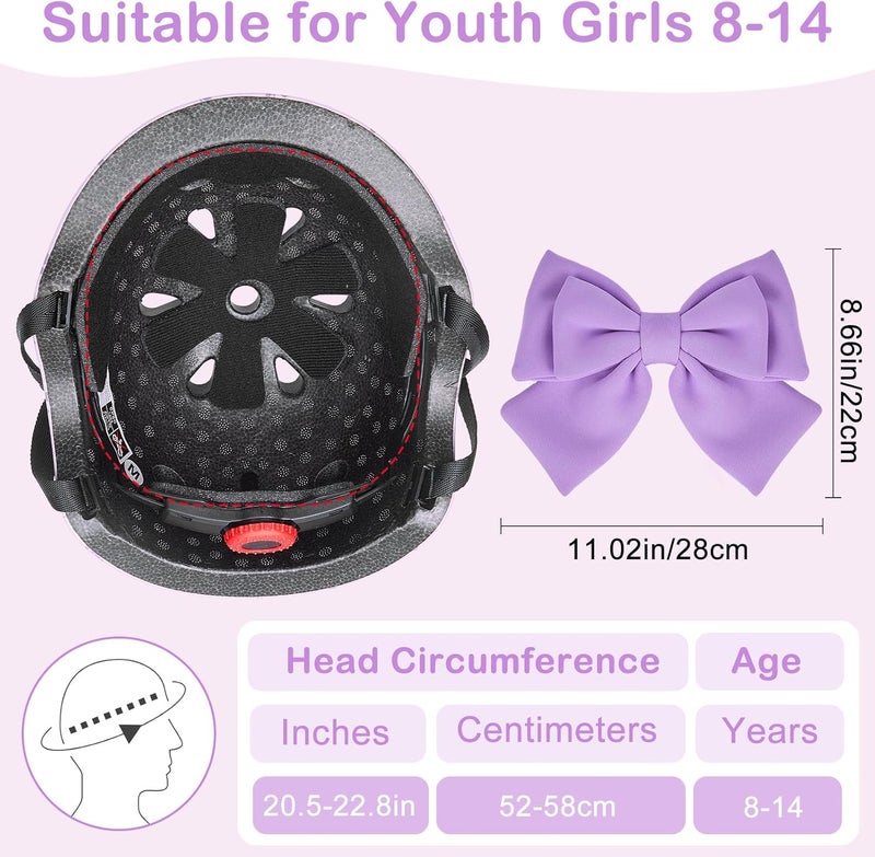FIODAY Helmet for Kids 8-14, Kids Bike Helmet with DIY Bow, Adjustable Youth Bike Helmets Girls Helmets for Skating Bicycle Scooter Skateboard - Image 5